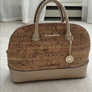 Anne Klein Cork and Tan Handbag with Gold Details